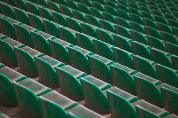 perspective from the sector of green seats in the tribunes of the stadium