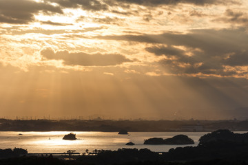 日本三景・松島、大高森展望台からの夕景