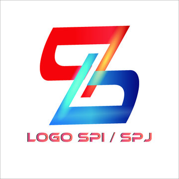 the initial letter logo S. The SPI colored template is combined with the mobile icon on the white background