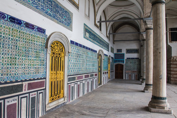 The rich interior of the pavilion at Topkapi Palace in Istanbul. Turkey.