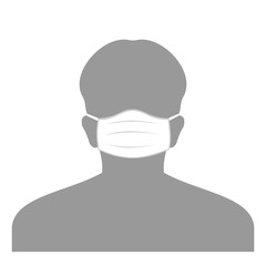 Silhouette of a masked man in a coronavirus outbreak, flat silhouette of person head with hygienic medical mask.