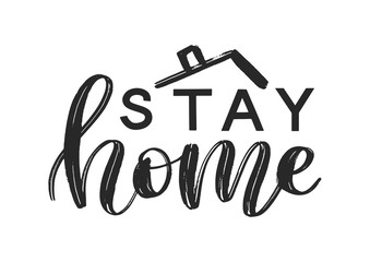 Fototapeta premium Stay home lettering typography poster. Coronavirus quarantine concept. Covid 19 self isolation motivational poster. Vector eps 10