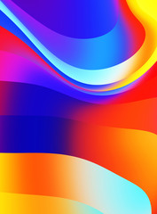 Fluid abstract background with colorful gradient. 2D illustration of modern movement.