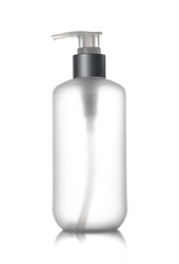 Cosmetic plastic bottle with dispenser pump,Liquid container for gel, lotion, cream, shampoo, bath foam isolated on white background