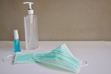 Medical mask,Medical protective mask.Disposable surgical face mask cover the mouth and nose.Healthcare and medical concept