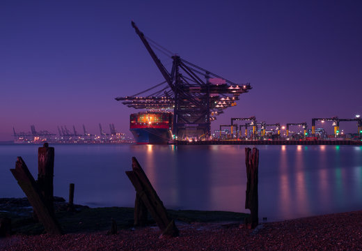Felixstowe Port at Night from Languard Point