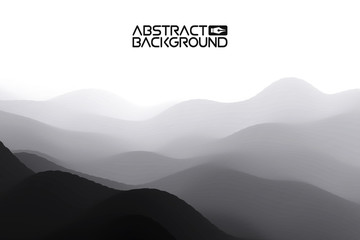 Fototapeta na wymiar 3D landscape Abstract grey Background. Gradient Vector Illustration.Computer Art Design Template. Landscape with Mountain Peaks