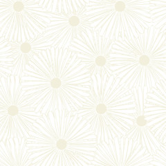 Vector Flowers in White and Yellow on White Background Seamless Repeat Pattern. Background for textiles, cards, manufacturing, wallpapers, print, gift wrap and scrapbooking.