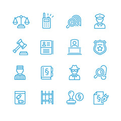 Law and judgement line icons