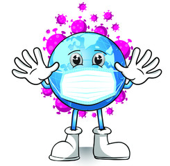Earth Globe Face Mask Cartoon