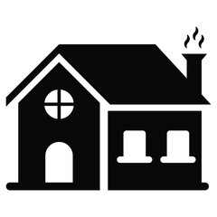 Wooden Cottage with Enterance Concept, Home Residential Place on White background, Real Estate Vector Icon design,