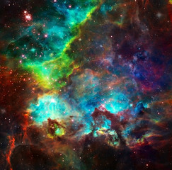 Vivid nebula. Sci fi art. Colorful starry space