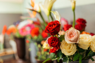 Image of a beautiful roses at florist shop.