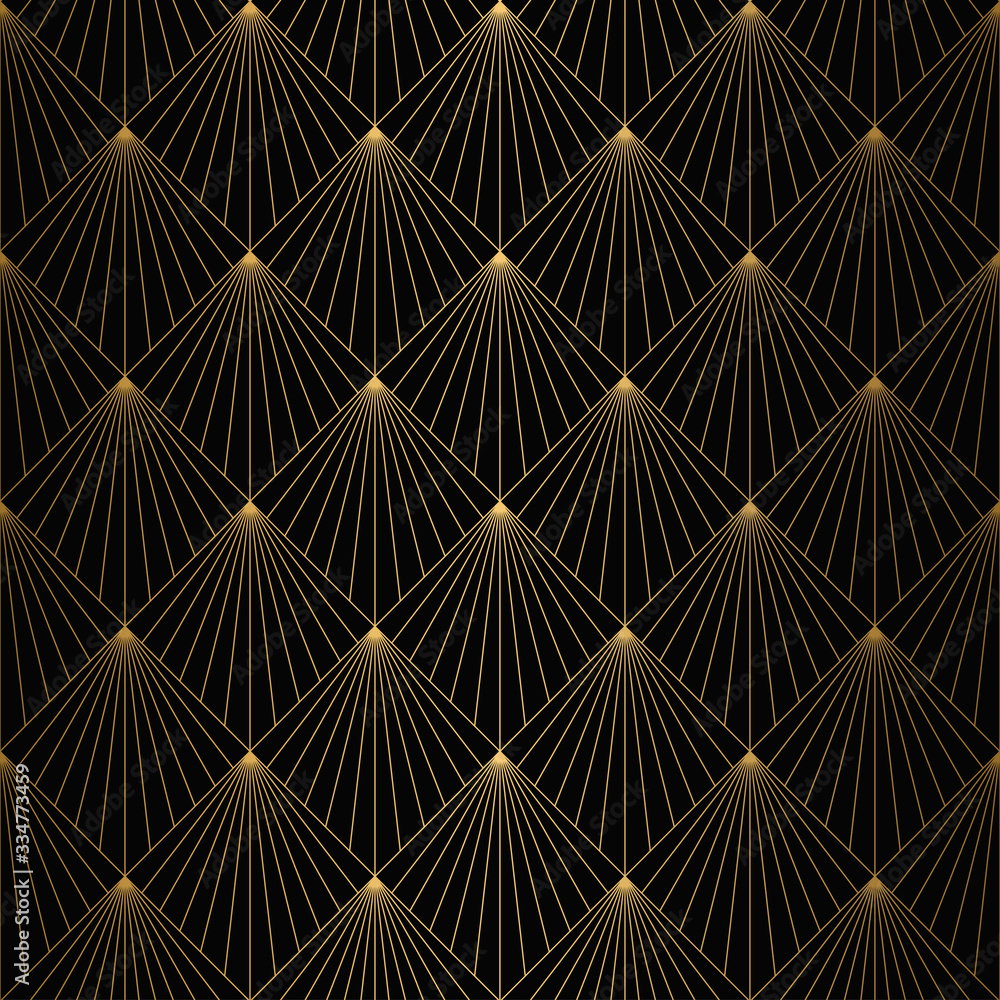 Wall mural Art Deco Pattern. Seamless white and gold background