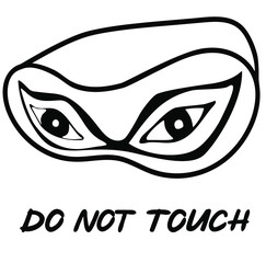 Sleep mask doodle painting, funny sleep mask with eyes on it, do not touch sleeping person, do not disturb sign of sleeping people, sleep mask illustration in vector