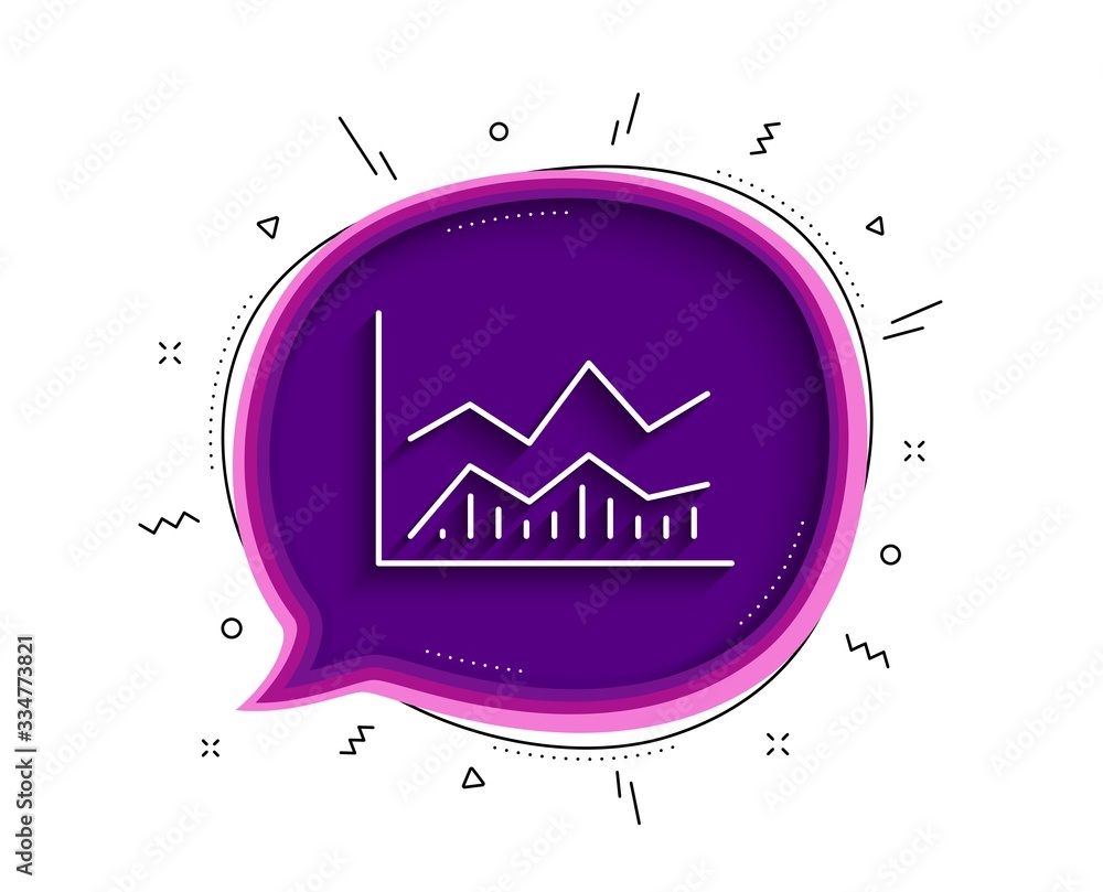 Poster line chart icon. chat bubble with shadow. financial growth graph sign. stock exchange symbol. thin l