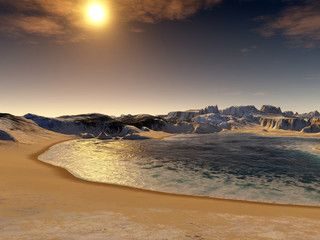 Fototapeta na wymiar 3D rendered mountains.
