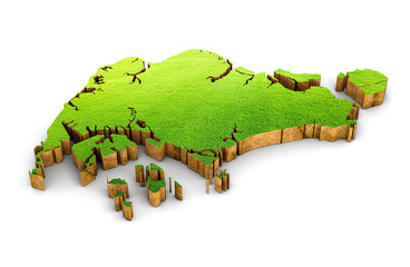 3d map of Singapore on white isolated background
