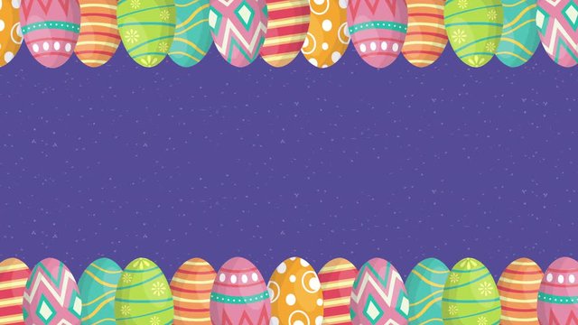 happy easter animated card with eggs painted frame