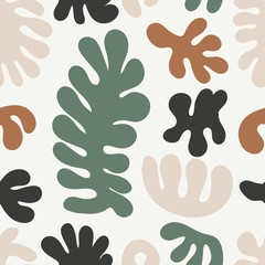 Trendy naadloos patroon met abstracte organische uitgesneden Matisse geïnspireerde vormen in neutrale kleuren