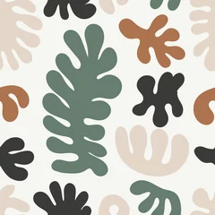 Deurstickers Organische vormen Trendy naadloos patroon met abstracte organische uitgesneden Matisse geïnspireerde vormen in neutrale kleuren