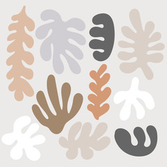 Fototapeta premium Abstract organic cut out Matisse inspired shapes in neutral colors
