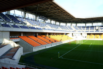 Fototapeta na wymiar Bokeh image of a soccer stadium