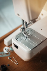 Sewing machine in makro shot