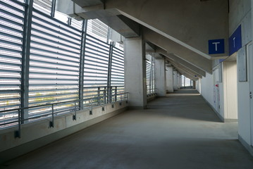 Corridor of sports stadium made of concrete