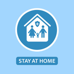 Stay home icon. Stay safe concept. I stay at home composition. Wash your hands with soap. Family together. Awareness social media campaign. Virus protection. Vector illustration