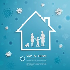 Family stay at home during outbreak of covid-19 coronavirus,for advertising,banner,template or background