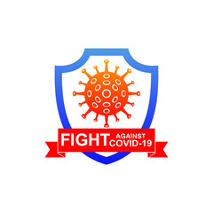 Fight against coronavirus emblem logo design