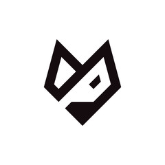Initial letter M or P logo template with fox head illustration in flat design monogram symbol