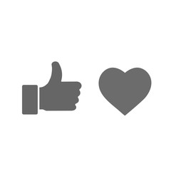 Fototapeta premium Thumbs up and heart icon on a white background. vector illustration