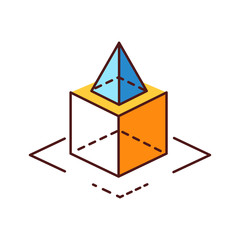 3D objects color line icon. AR and VR. Pictogram for web page, mobile app, promo. UI UX GUI design element. Editable stroke