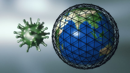 3d render. Virus and world