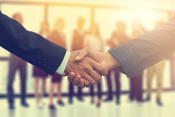 Close up people hands shake business partnership success,Shake hand concept
