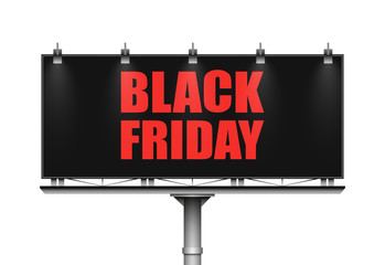 Billboard Black Friday special offer sale. Black Friday banner. Outdoor advertising poster.