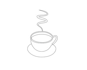 Continuous line drawing of cup of coffee. Vector illustration. 