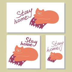 Enjoy slow life inscription. Self-isolation concept. Philosophical poster with inscription Stay home. Different sizes banner for social media, print. Vector