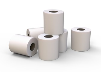 Roll of toilet paper isolated 3d rendering