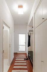 Corridor in classic old flat with doors and wardrobe