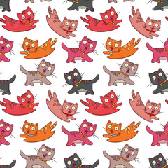  childish seamless pattern. animals - funny cats