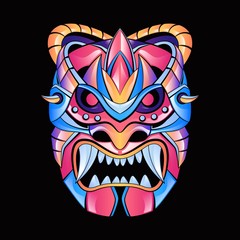 ABSTRACT COLORFUL WARRIOR MASK DESIGN