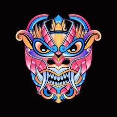 ABSTRACT COLORFUL WARRIOR MASK DESIGN