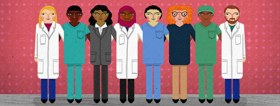 Diversity in Medicine - doctor, nurse, pa, hospital worker