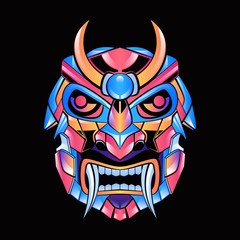 ABSTRACT COLORFUL WARRIOR MASK DESIGN