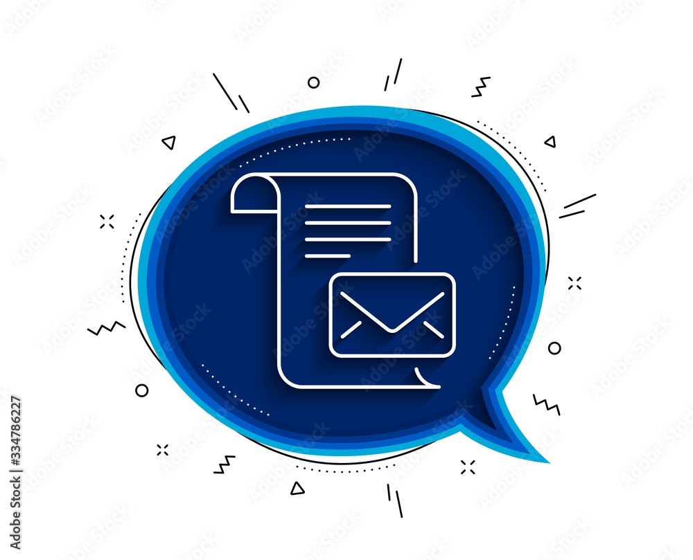 Poster mail letter line icon. chat bubble with shadow. read message correspondence sign. e-mail symbol. thi