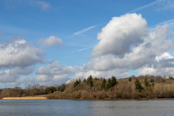 Naklejka na ściany i meble View of Ardingly Reservoir on a sunny winter's day