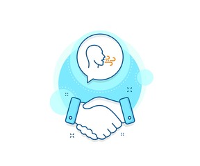 Breath difficulties sign. Handshake deal complex icon. Breathing line icon. Respiration problems symbol. Agreement shaking hands banner. Breathing exercise sign. Vector